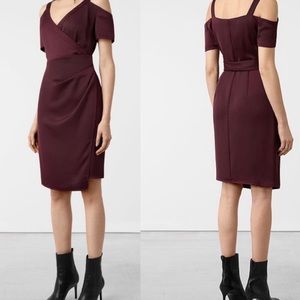 All Saints cadia mini dress in red maroon size 00